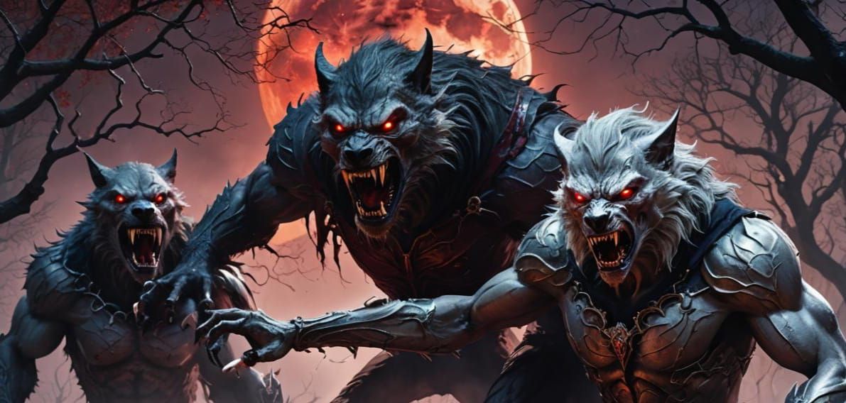 Epic Vampire vs Werewolf Battle in Foggy Forest