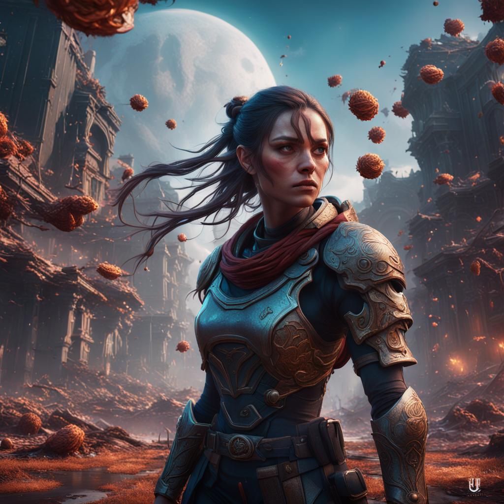 Girl's Mind Battle: Detailed Fantasy Concept Art