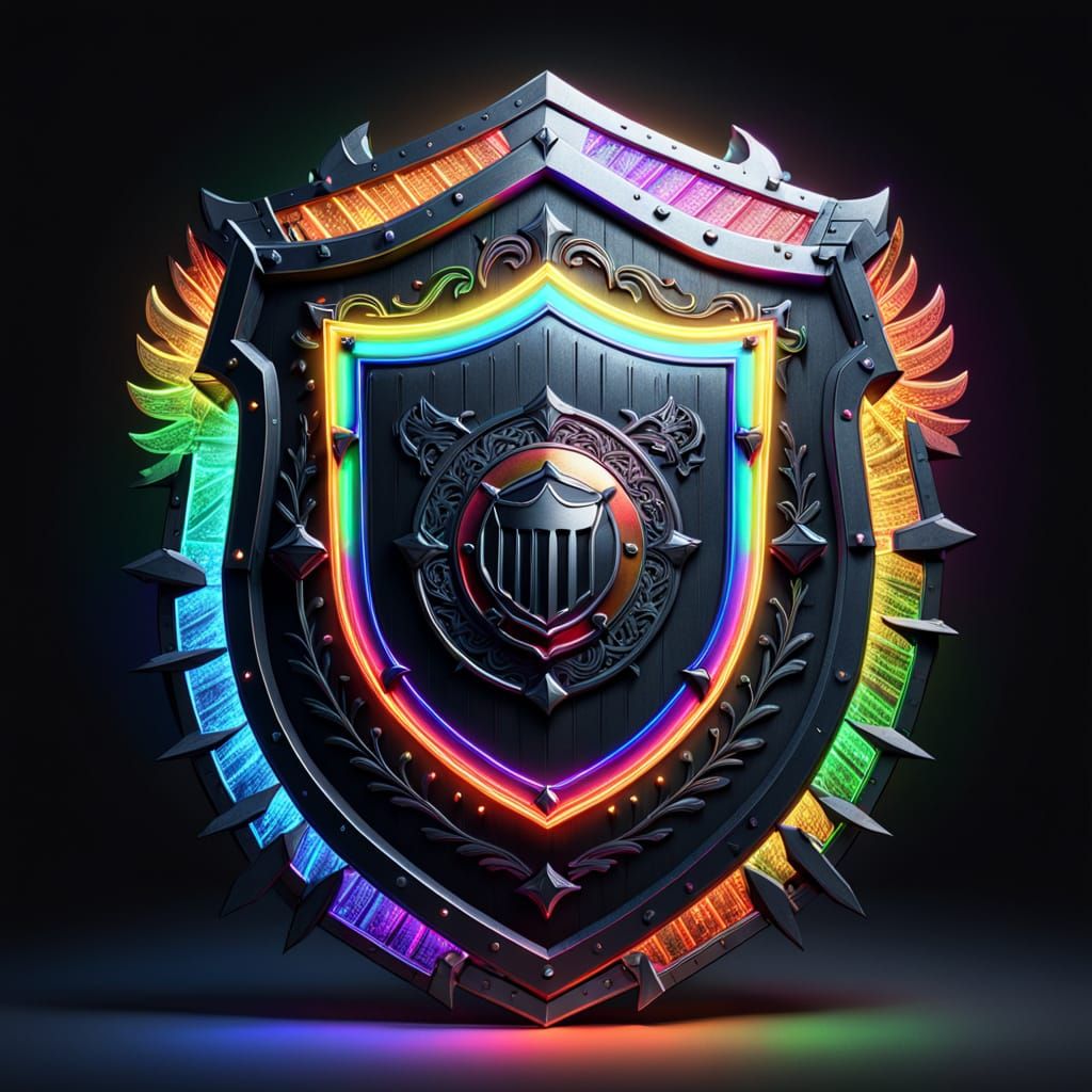 Rainbow Shield Concept Art in Neon Lights