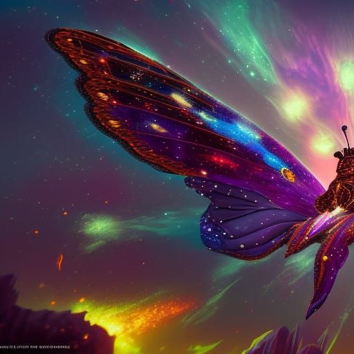 Fantastical Galaxy Butterfly Digital Painting