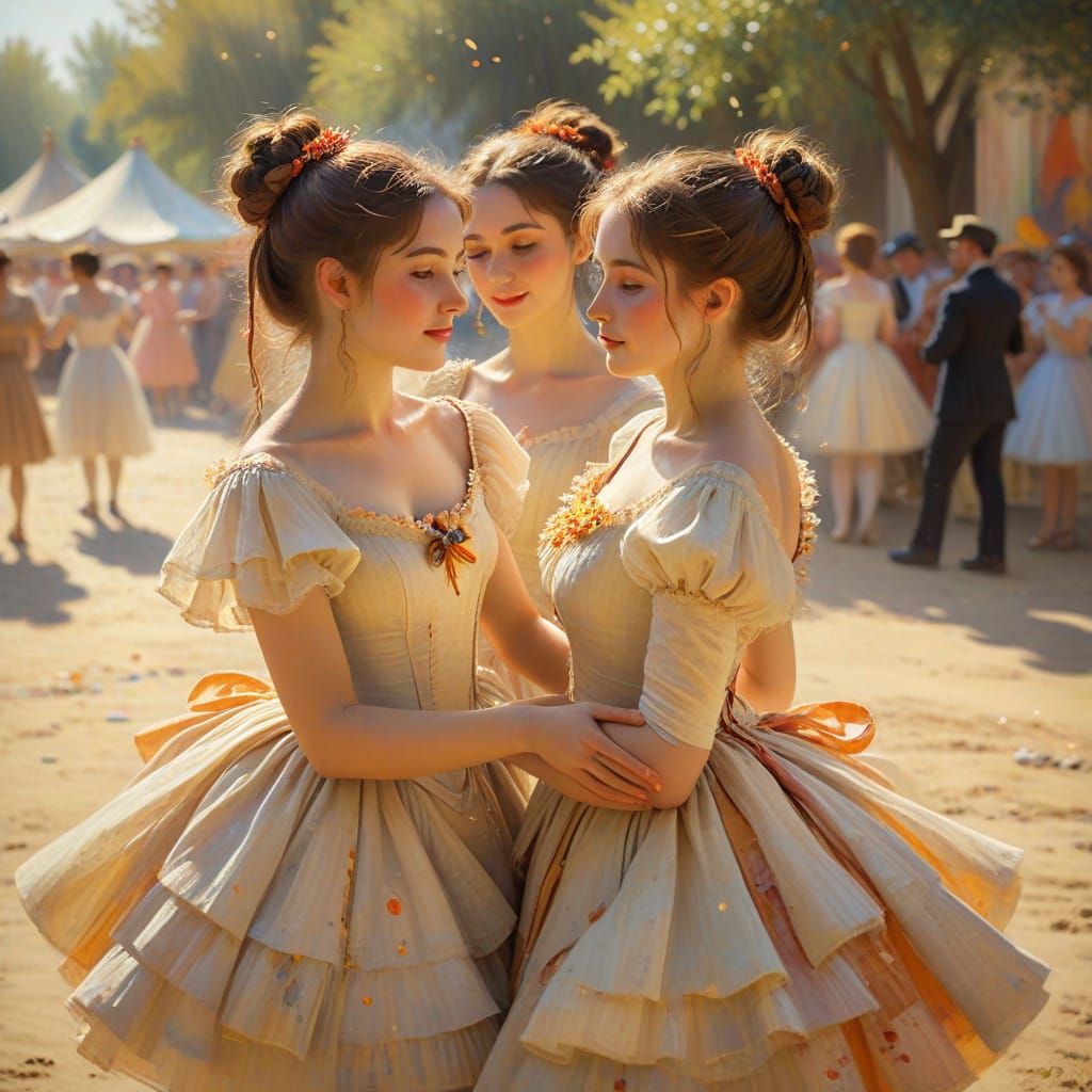 Whimsical Impressionist Circus Scene with Pastel-Colored Per...