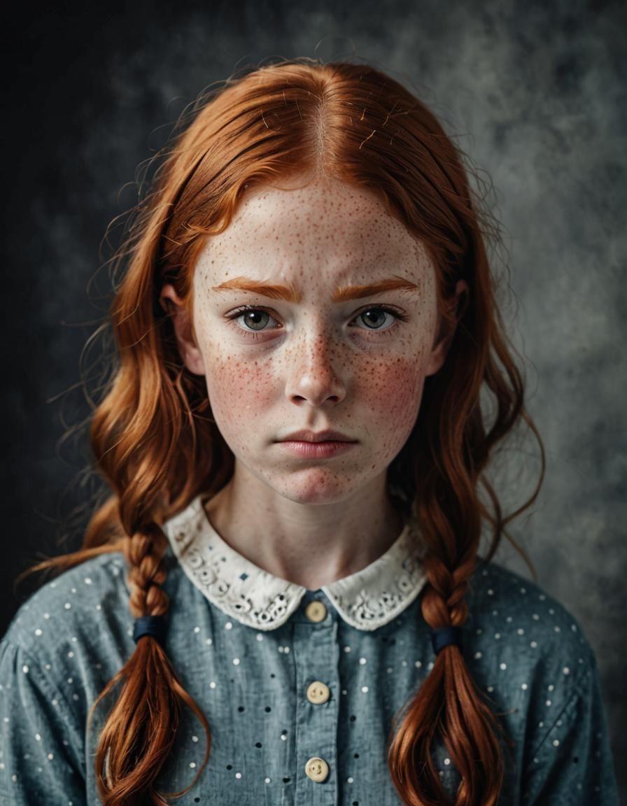 Annoyed Redhead Girl Close-Up Portrait