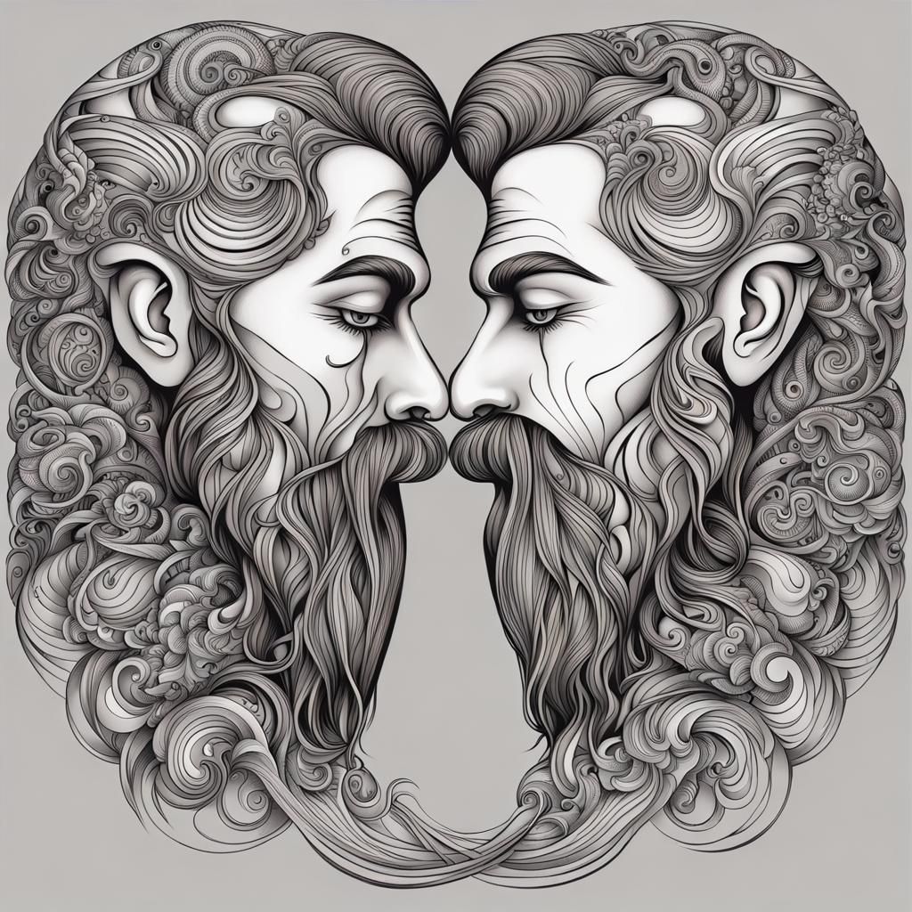 Tattoo Art of Two Men Kissing