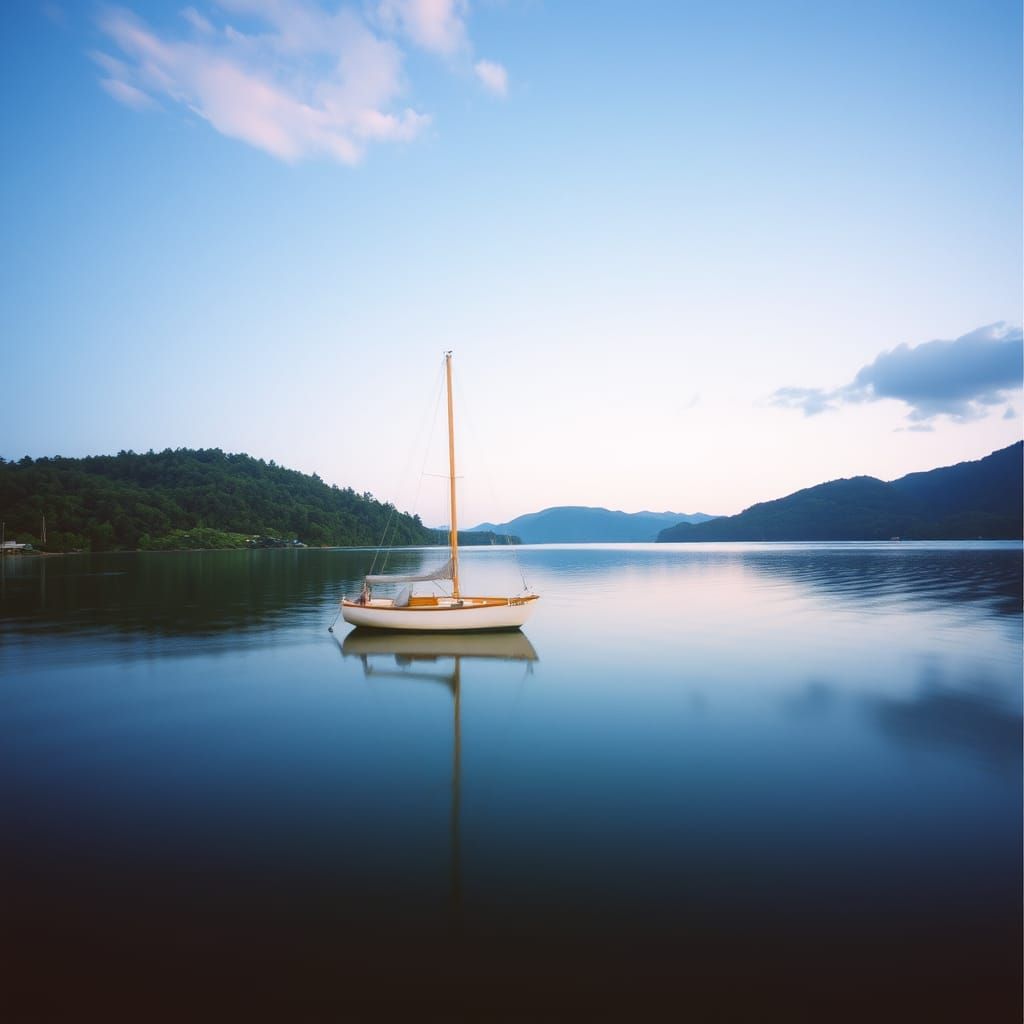 Nostalgic Lake Ouachita Landscape in 80s Photography Style