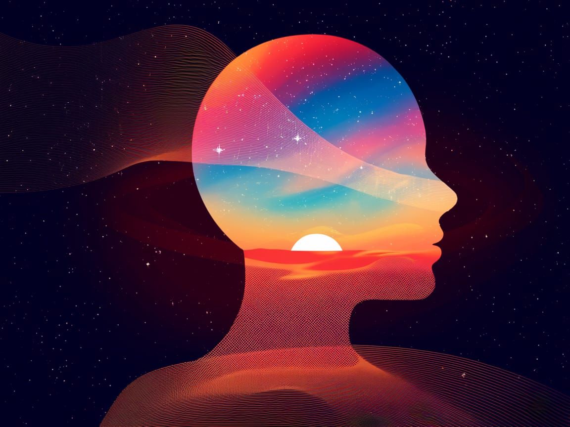 Ethereal Cosmic Self-Portrait in Vibrant Digital Art