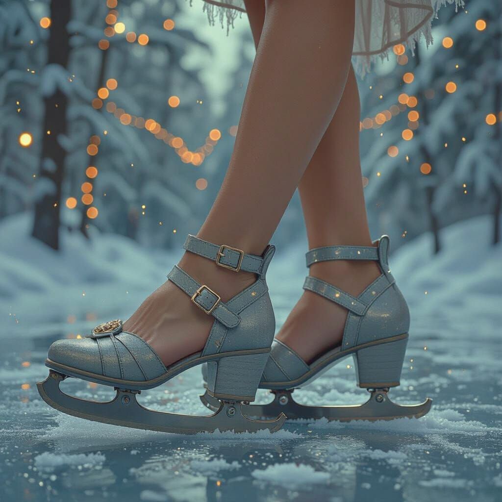 Mystical Aura: Woman's Feet in Platform Ice Skates