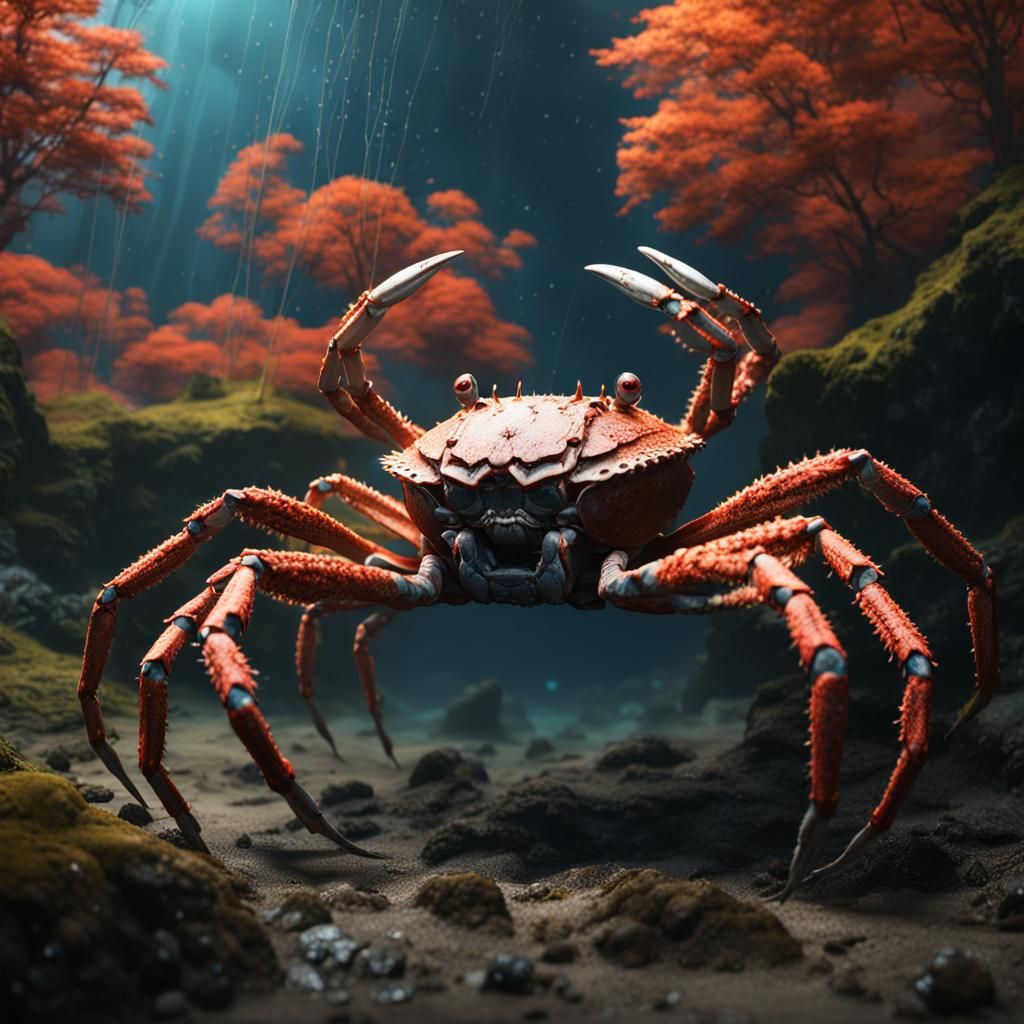 Fantastical Japanese Spider Crab in Deep Color