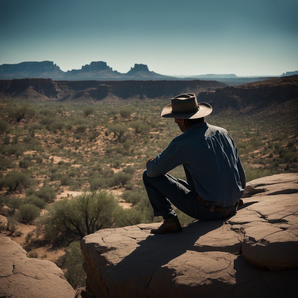 Contemplative Desert Wanderer in Earthy Hues