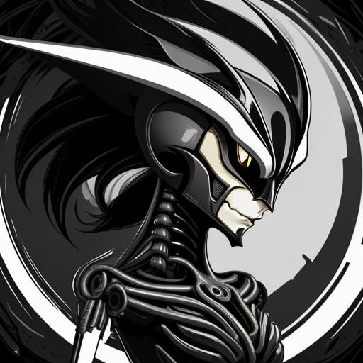 Hollow Knight Cyborg Portrait in Vector Art Style