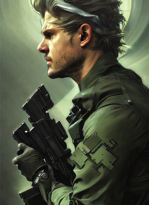 Solid Snake Portrait in Art Nouveau Style