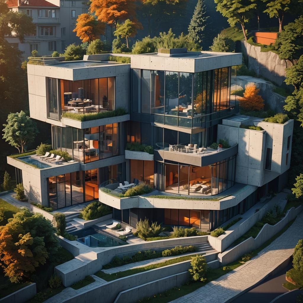 Luxury Modern Villa in Prague: Matte Painting