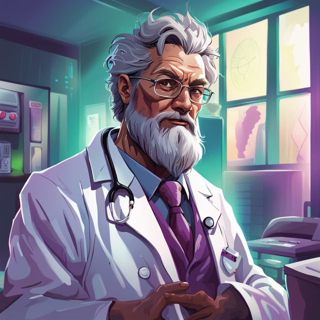 Wizard Doctor in Hospital: Detailed Urban Fantasy Illustrati...