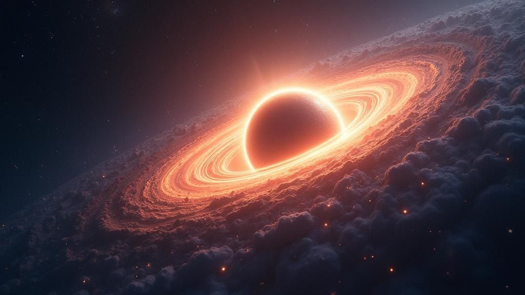 Iridescent Event Horizon Warps Space in Digital Art