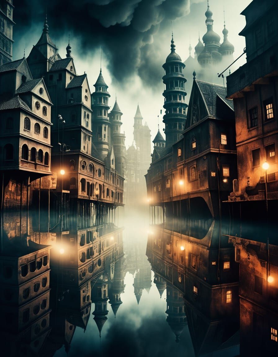 Surreal Upside Down Cityscape