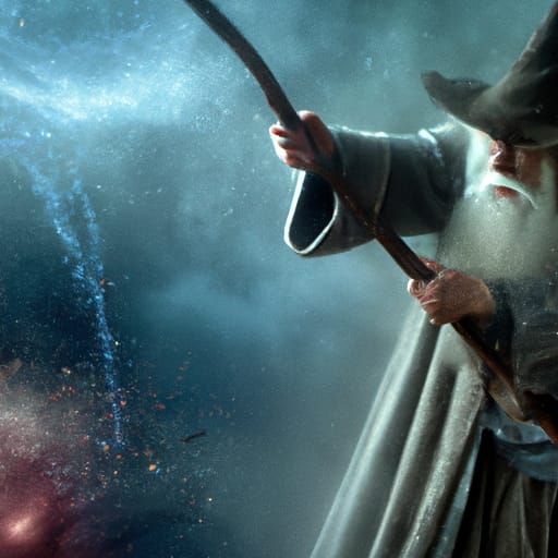 Hyperreal Gandalf Creates Smokey Space Scene