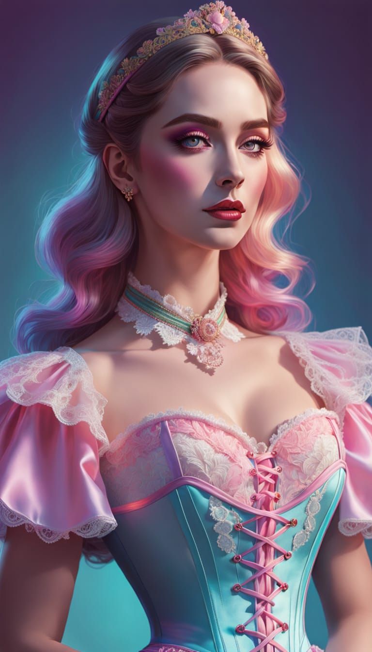 Sissy in Fancy Dress: Vibrant Digital Art Portrait