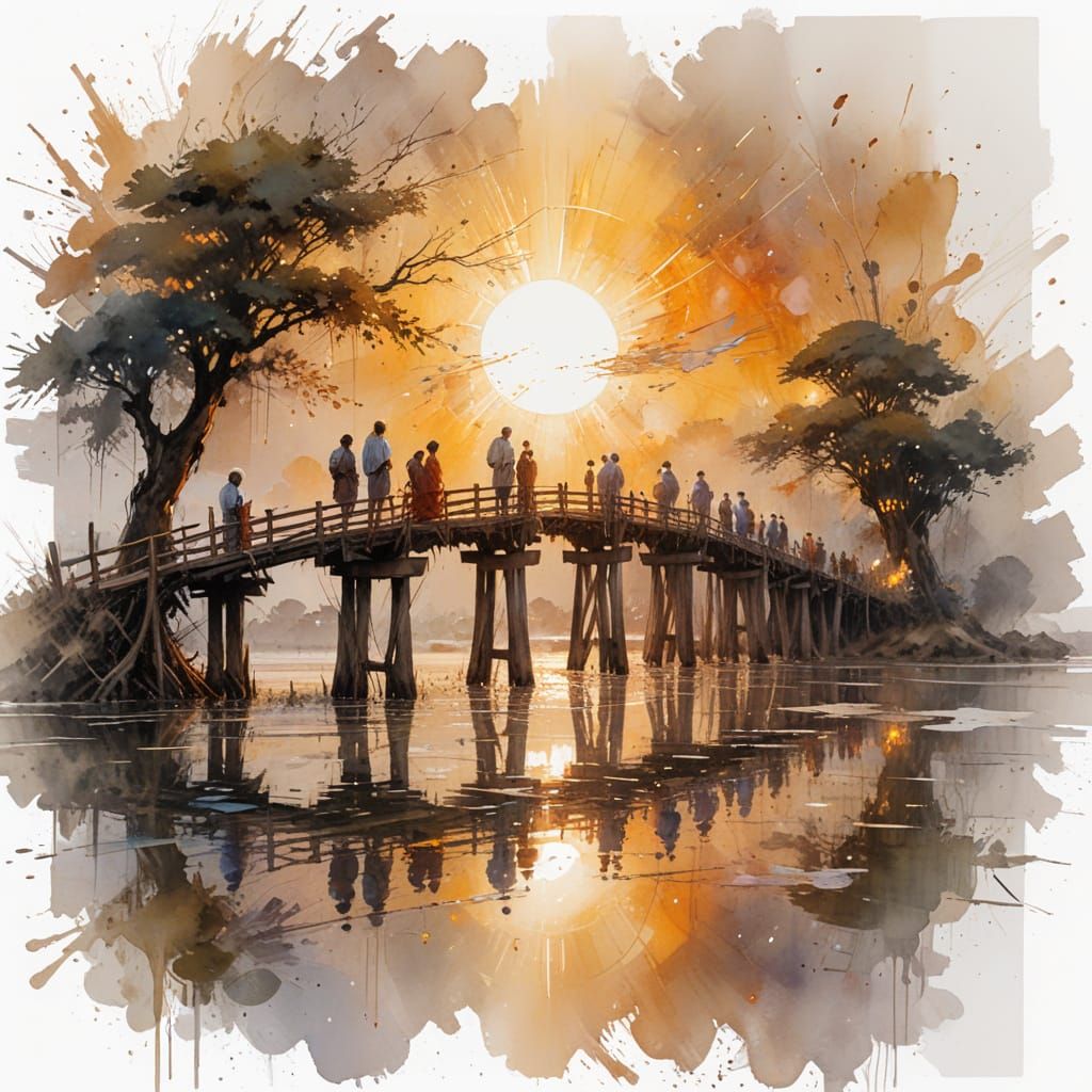 U Bein Bridge Sunset: Teak Crossing in Myanmar