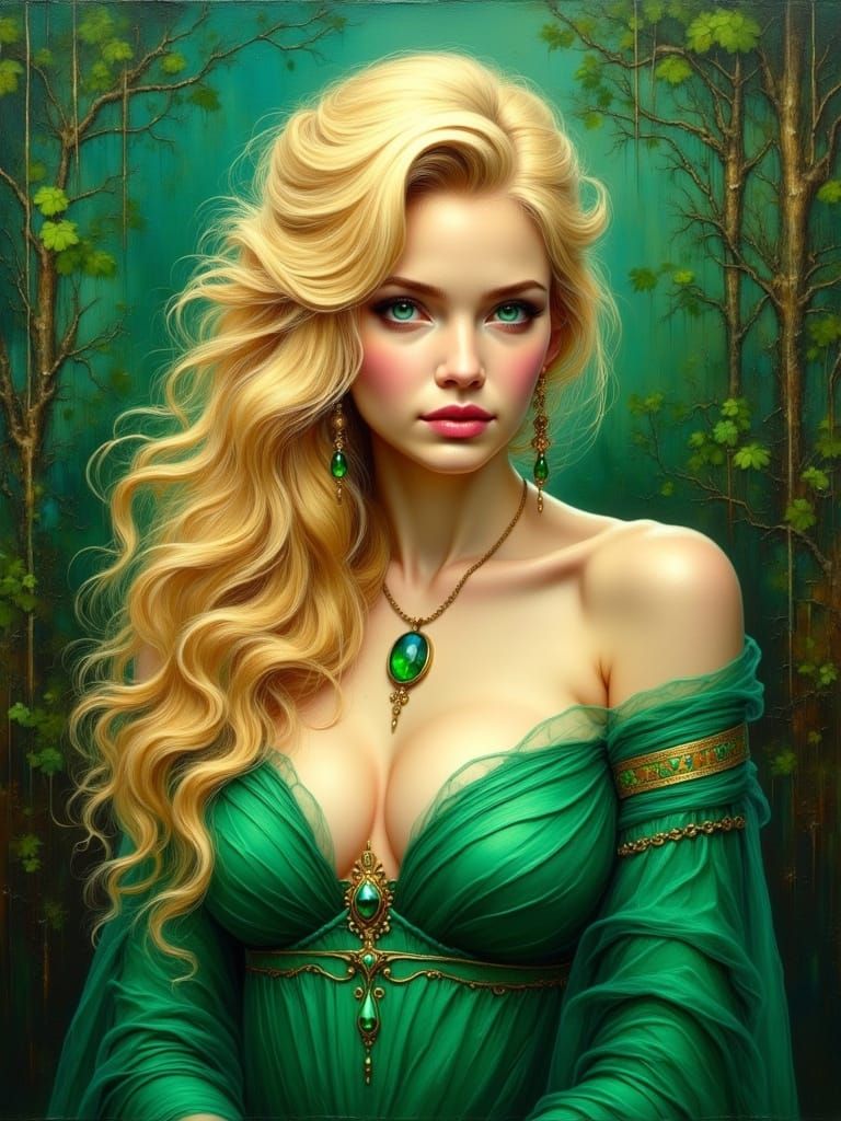 Impasto Oil Painting of a Norse Goddess in Vibrant Colors