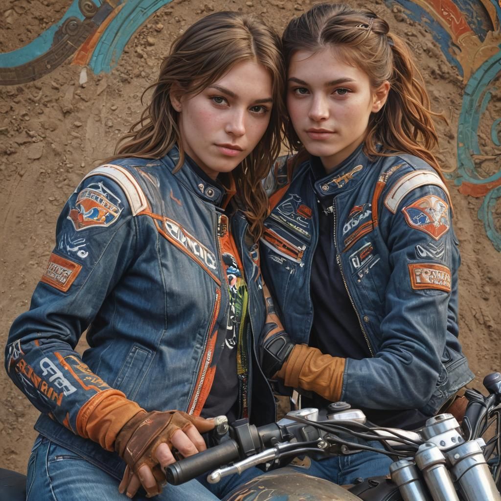 Lesbian Couple Portrait in Art Nouveau Style