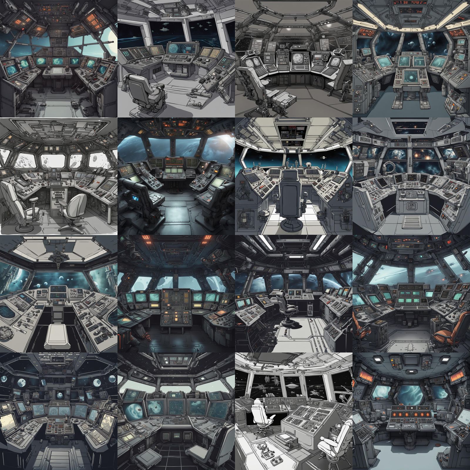 Futuristic Space Battle Cockpit Control Room