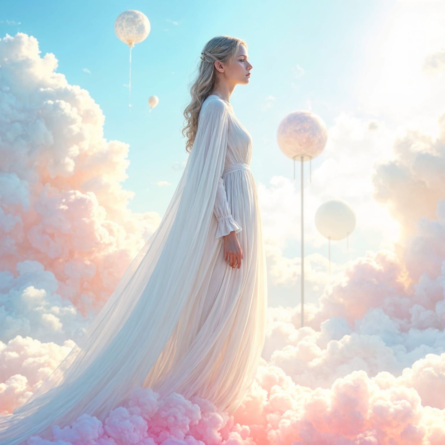 Ethereal Spheres in a Pink Fantasy World