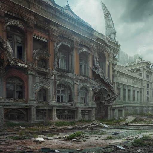 Dramatic Abandoned Buildings in Digital Matte Painting