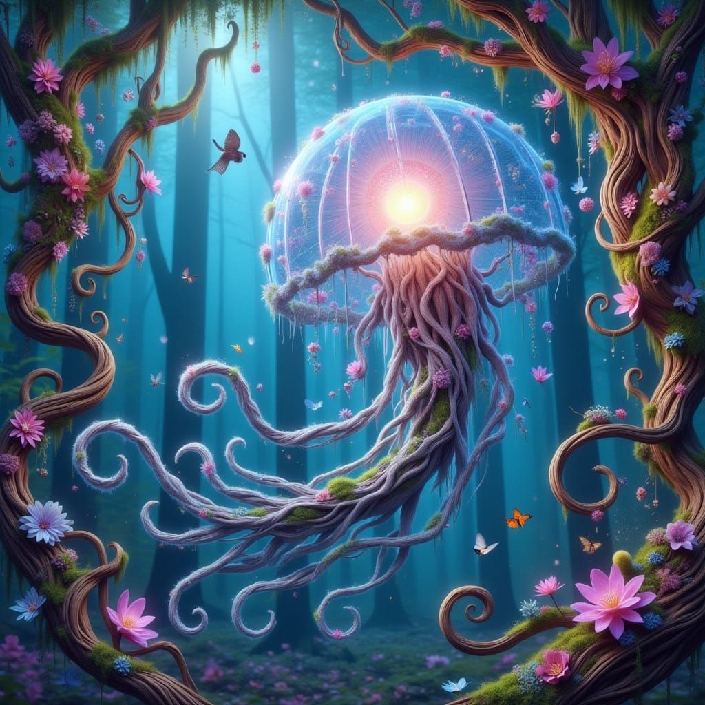 Glowing Jellyfish in Dreamy Underwater Scene
