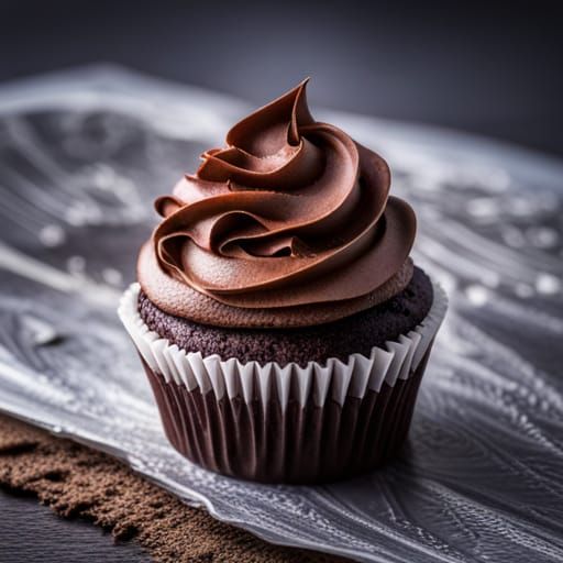 Hyperrealistic Chocolate Fudge Cupcake in Sharp Focus