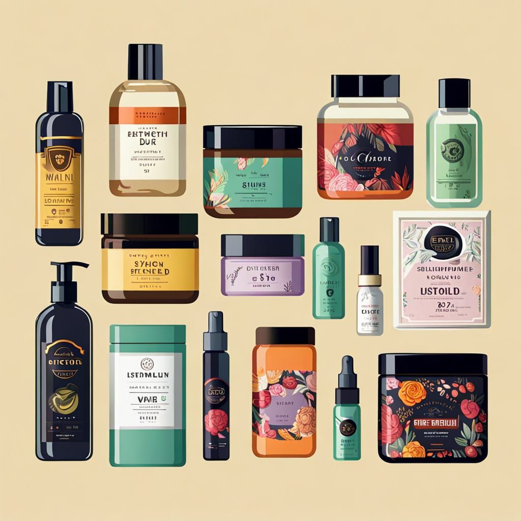 Vintage Beauty Product Labels in a Watercolor Aesthetic