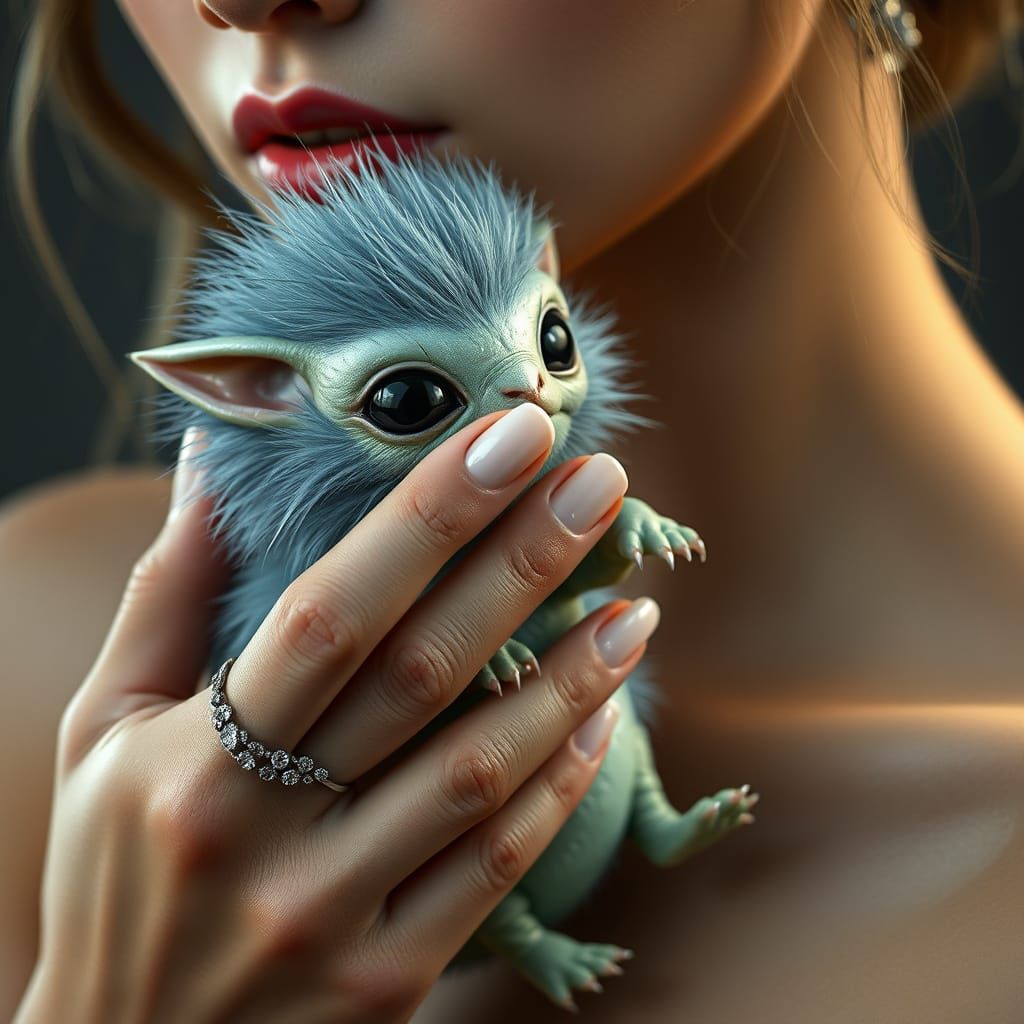 Hyperrealistic Alien Encounter in Iridescent Hues