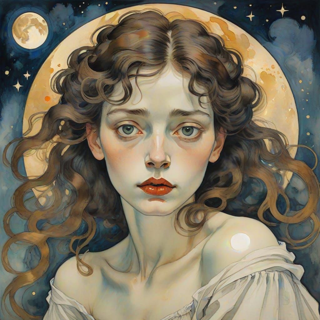 Goddess in Celestial Splendor, in Ethereal Mixed Media