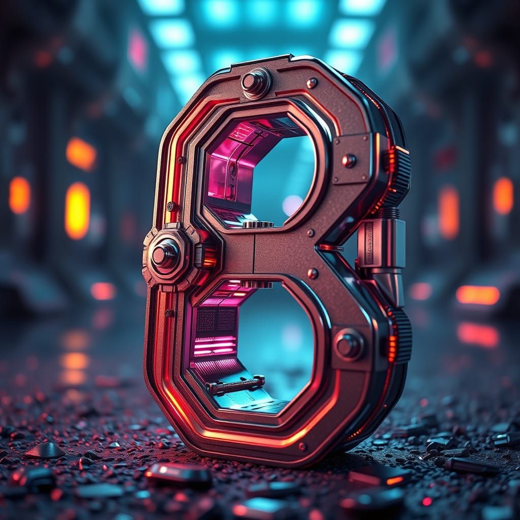 Ethereal Futuristic Numeral 8