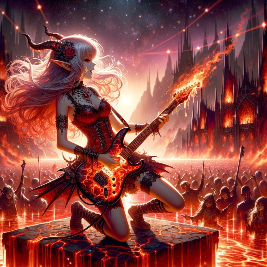 Blood Elf Rock Guitarist in Fiery Concert
