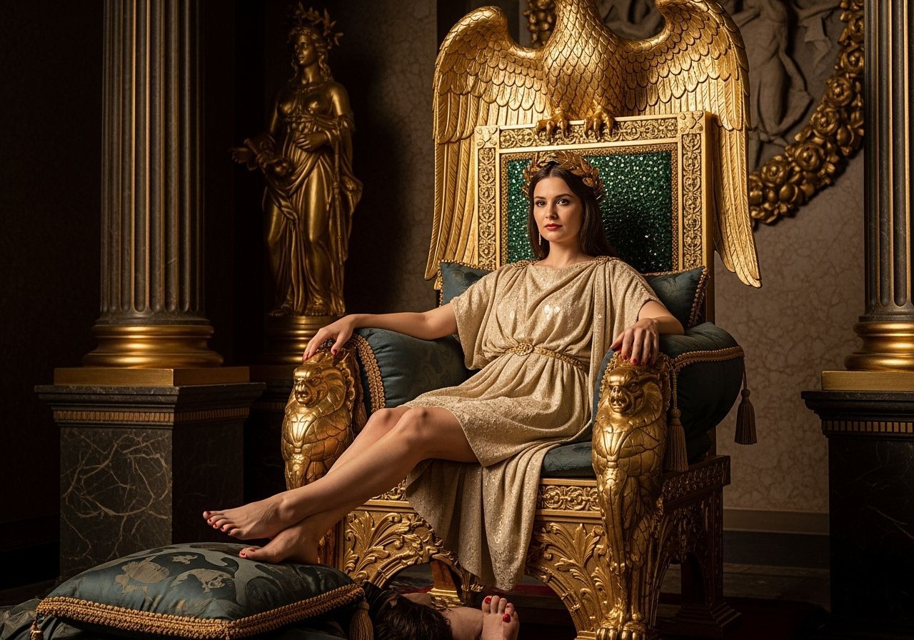 Roman Empress on Golden Throne in Imperial Palace