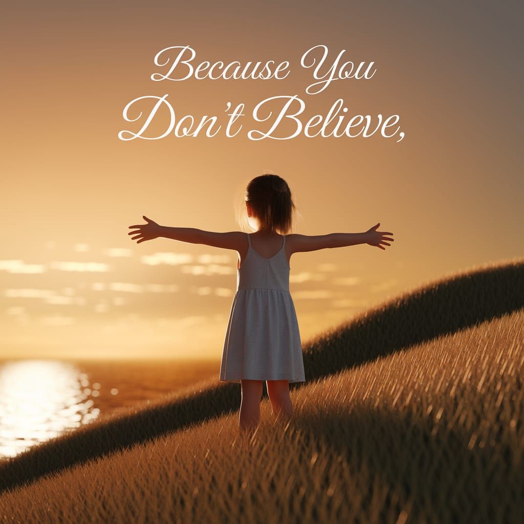 Girl Reaches Out to the Horizon in a Serene Sunset Scene