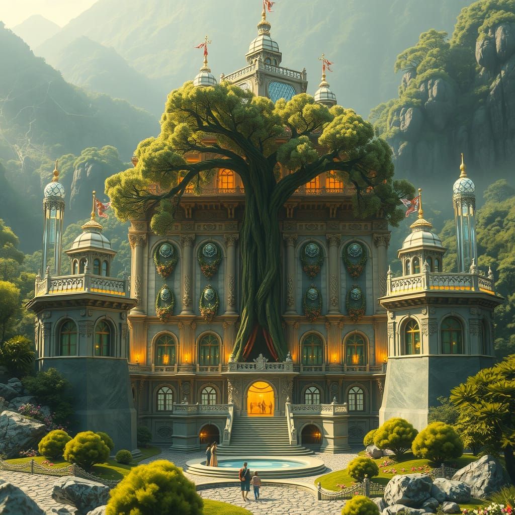 Crystal Palace Fantasy Landscape in Digital Art Style