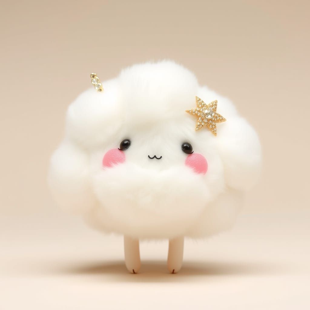 Dreamy Cloud Character with Pink Cheeks