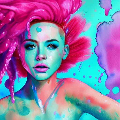 Watercolor Portrait of a Young Woman in Crown