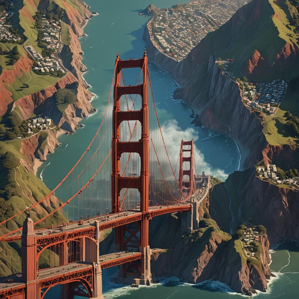 Golden Gate Bridge Fantasy Concept Art in 8k