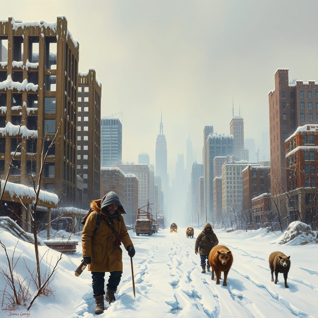 Post-Apocalyptic Winter in Ominous Oil Paint