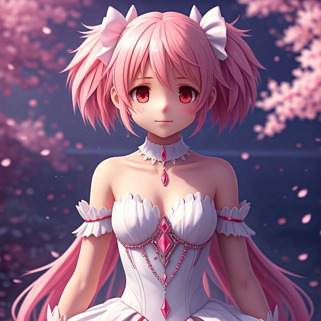 Majestic Madoka in Ethereal Cherry Blossom Dream