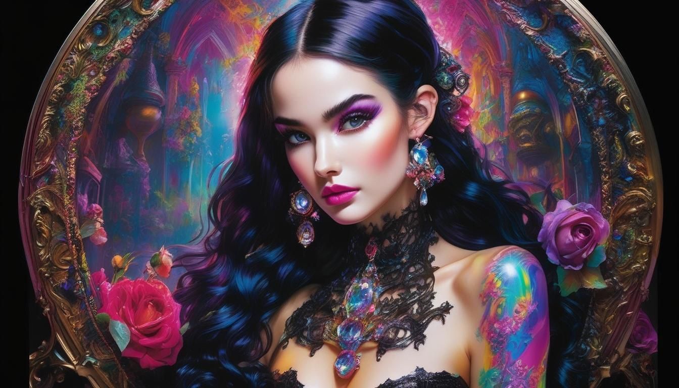 Whimsical Macabre Wonderland in Anime Gothic Style