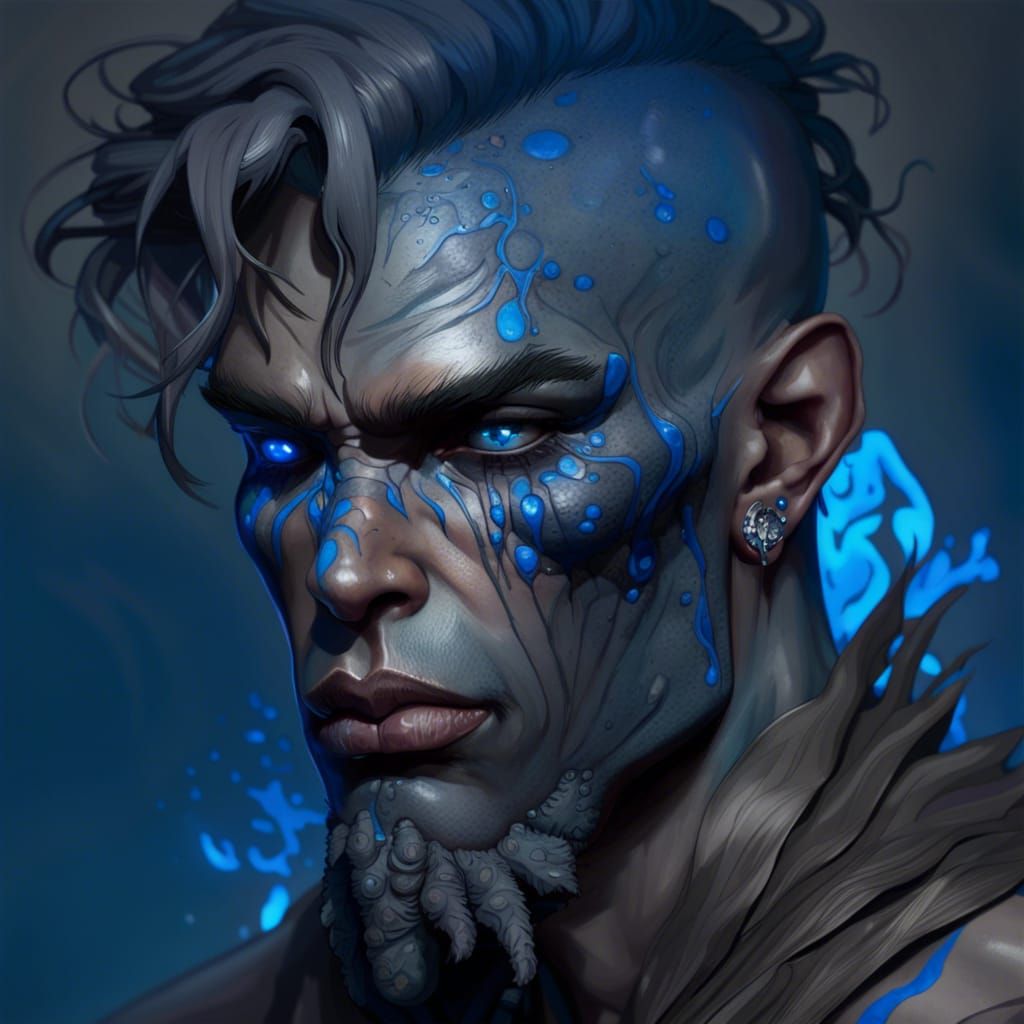 Oily Necrotic Water Genasi: Digital Art