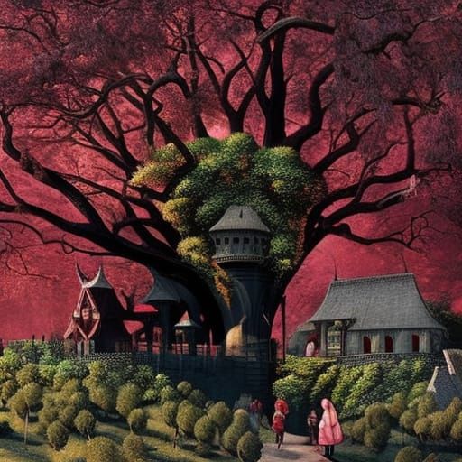 Vampire Castle Entwined with Grapes, Detailed Digital Art