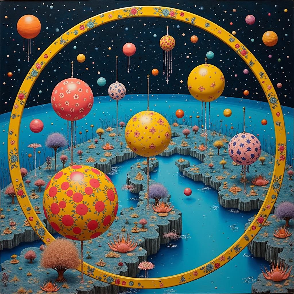 Surreal Cosmic Orrery in Kawaii Style