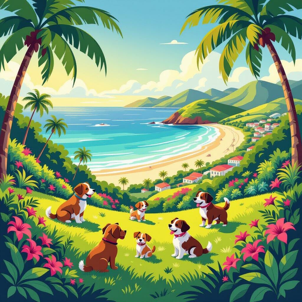 Idyllic Tropical Island Paradise With Life-Size Animal Compa...