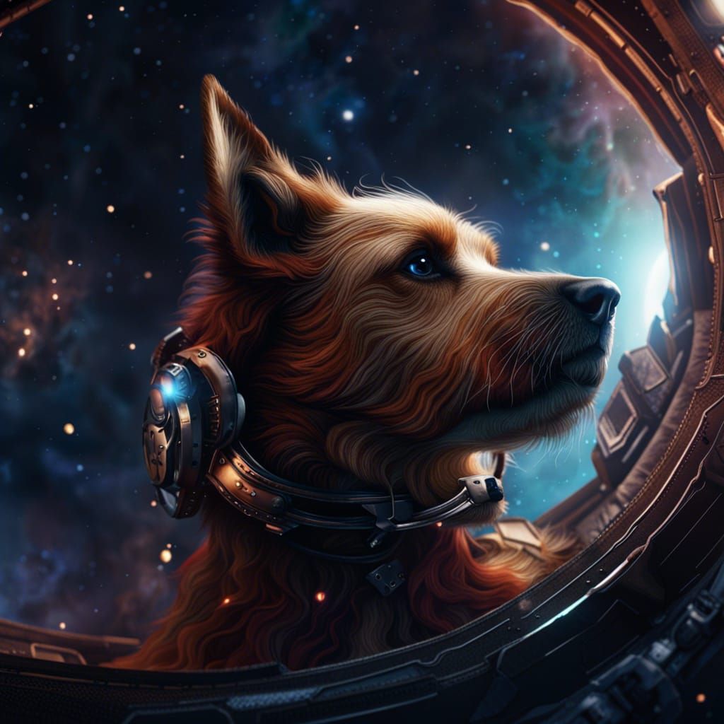 Dog in Space Matte Painting