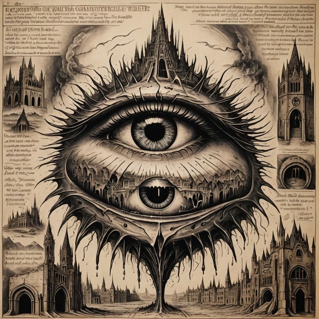 Eye of Sauron Weeping in Futuristic Cityscape