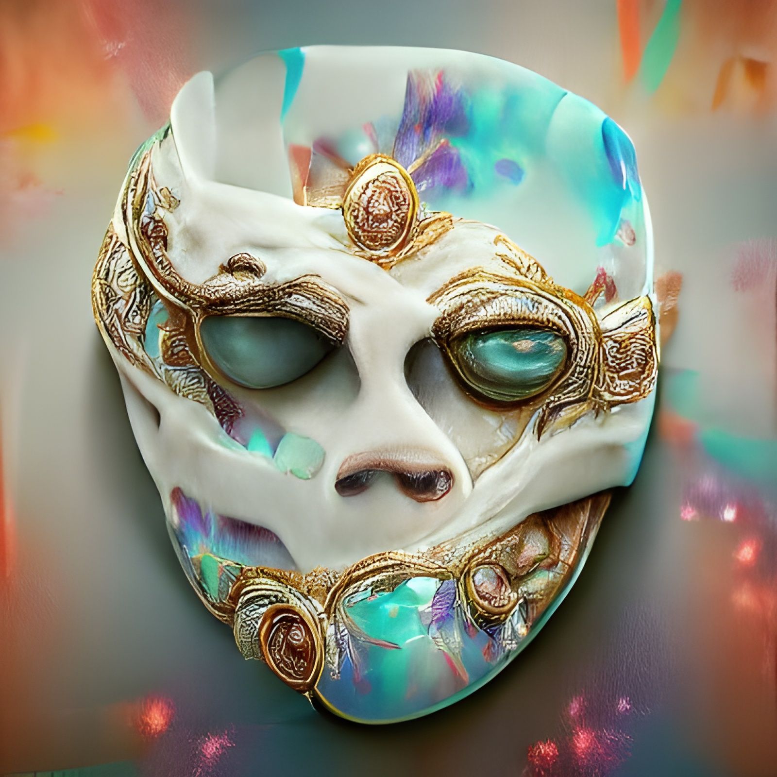 Ornate Opal Carnival Mask in Photorealistic Style