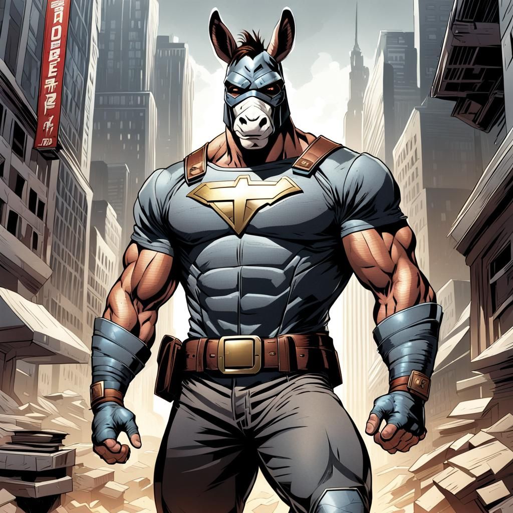 Donkey Man Superhero in Comic Book Art